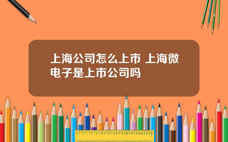 上海公司怎么上市 上海微电子是上市公司吗